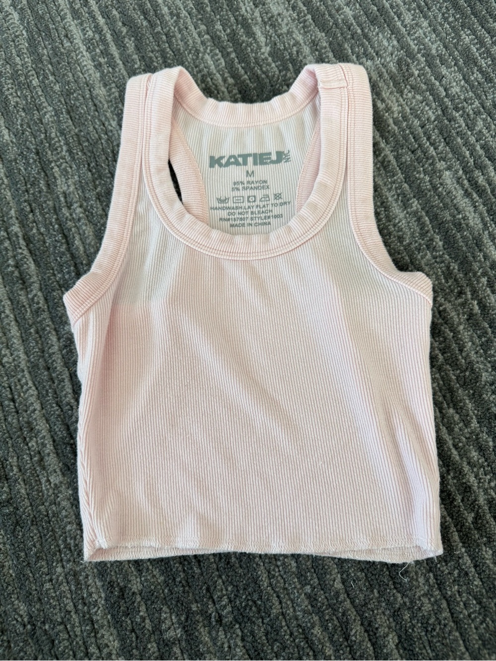 Katie J Light Pink Ribbed Racerback Tank